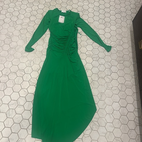 A.L.C. Adeline Ruched Jersey Dress long sleeve - Sz Small NWT - Green - Picture 6 of 10